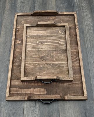 Custom Engraved Wooden Serving Tray Rustic Style for Coffee Table Display and Cup Holder