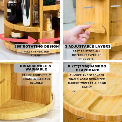 Adjustable Vanity Makeup Holder Rack Cosmetics Storage Display Box with Customized Logo Acceptable