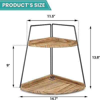 Wooden Bathroom Counter Organizer 2 Tier Corner Shelf for Storage and Organization