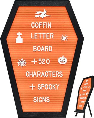 Customized Logo Acceptable Wooden Stand Coffin Letter Board for Halloween Supplies
