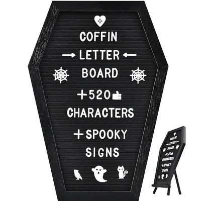 Customized Logo Acceptable Wooden Stand Coffin Letter Board for Halloween Supplies