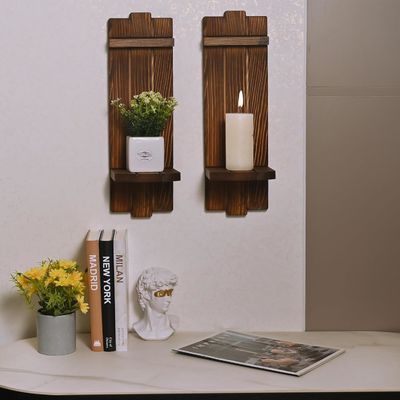 202406 Rustic Wooden Candle Holders Wall Hanging Candle Sconces for a Cozy Atmosphere
