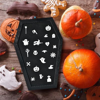 Customized Logo Acceptable Wooden Stand Coffin Letter Board for Halloween Supplies