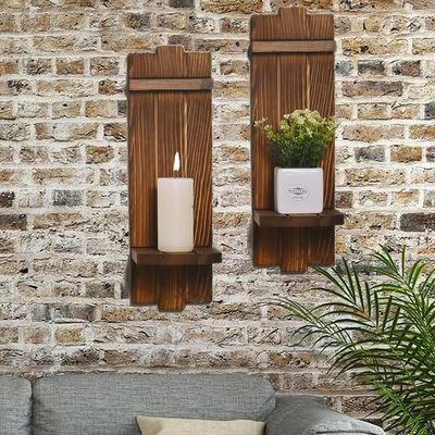 202406 Rustic Wooden Candle Holders Wall Hanging Candle Sconces for a Cozy Atmosphere