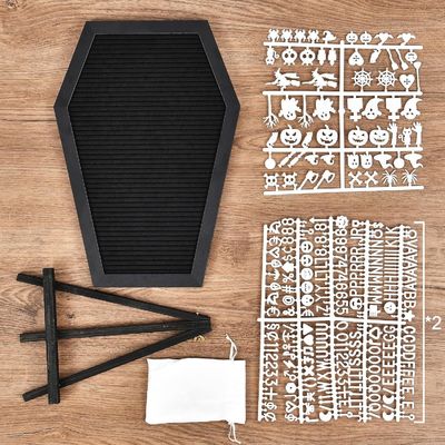 Customized Logo Acceptable Wooden Stand Coffin Letter Board for Halloween Supplies