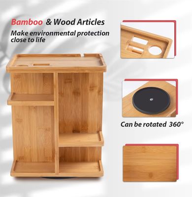 Carved Bamboo Wood Makeup Organizer and Skincare Storage for a Clutter-Free Vanity