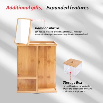 Carved Bamboo Wood Makeup Organizer and Skincare Storage for a Clutter-Free Vanity