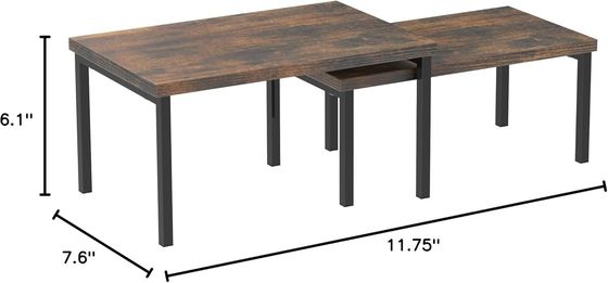 Availbale OEM ODM Set of 2 Expandable Counter Shelf in Rustic Brown for Space Saving
