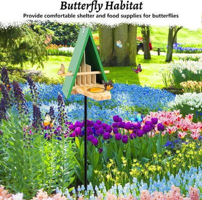 Breathable Wooden Butterfly House with Metal Stake Attract Butterflies to Your Garden