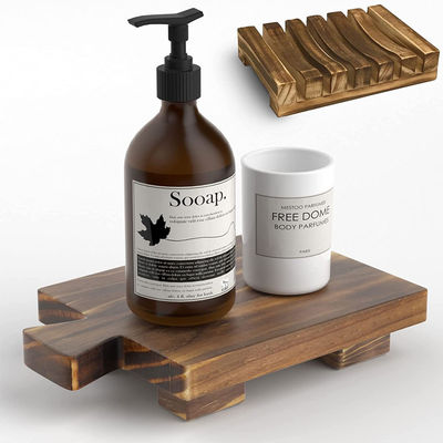 Small Wood Tray Pedestal Stand for Decorative Wooden Riser in Kitchen Soap Dish Holder