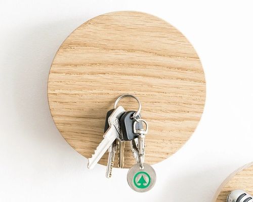 Rustic Charm Wooden Magnetic Key Holder for Wall Oak Hook Rustic Entryway Organizer