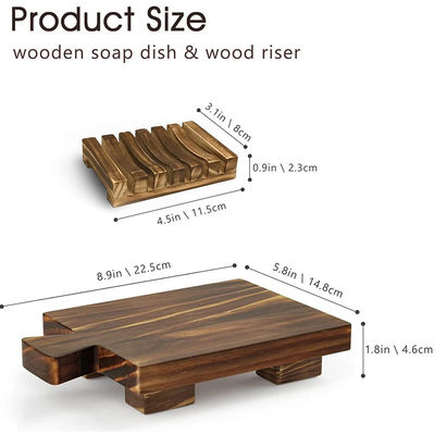 Small Wood Tray Pedestal Stand for Decorative Wooden Riser in Kitchen Soap Dish Holder