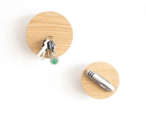 Rustic Charm Wooden Magnetic Key Holder for Wall Oak Hook Rustic Entryway Organizer