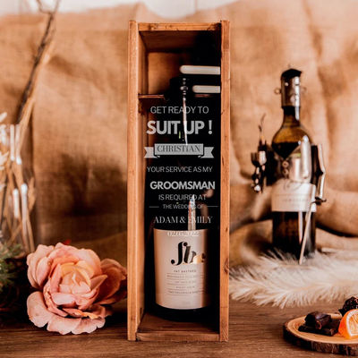 Personalised Housewarming Gift Engraved Clear Acrylic Lid Rustic Pine Wood Wine Box