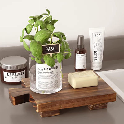 Vegetable Oil Material Wooden Pedestal Stand Display Tray Customized Logo Acceptable