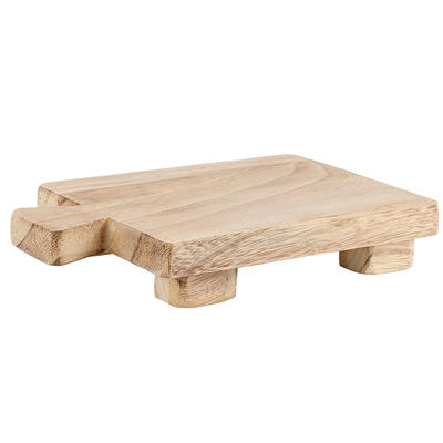 Vegetable Oil Material Wooden Pedestal Stand Display Tray Customized Logo Acceptable