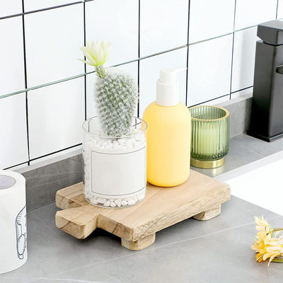 Vegetable Oil Material Wooden Pedestal Stand Display Tray Customized Logo Acceptable