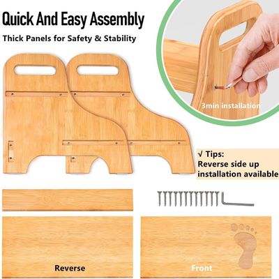 202406 Bamboo Learning Tower Wood 2 Step Stool with Bonus Safety Non-Slip Mats and Handles Reinforced for Gift Craft