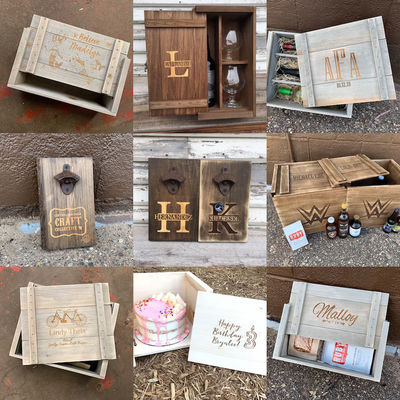 Customized Logo Wooden Gift Box for Personalized Wine or Whiskey Bottle and Glassware