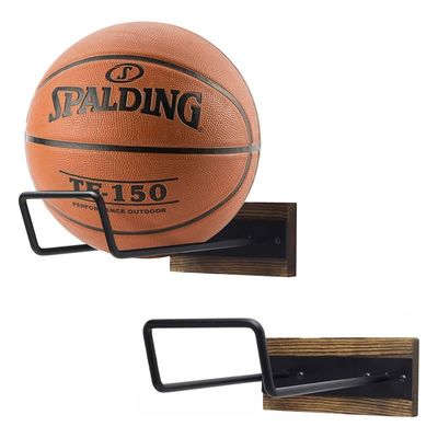 Living Room Furniture Multi Sports Ball Storage Rack with Burnt Wood Wall Mount Backing