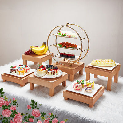 Accepeted OEM ODM 25x39cm Oak Wood Biscuit Cake Dessert Stand for Afternoon Tea Time
