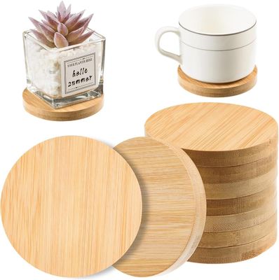 Customized Kitchen Square Round Tea Cup Pads Set Bamboo Wood Coasters with Printing