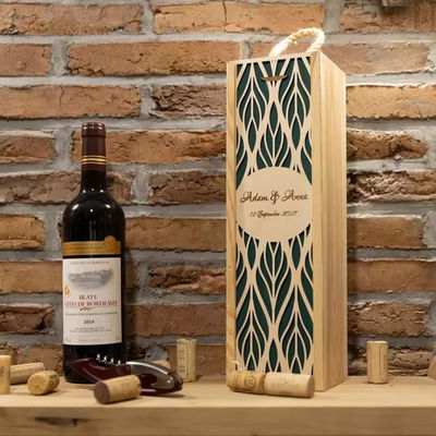 Rectangle Wooden Wine Box with Burned Printing Personalized Anniversary Wedding