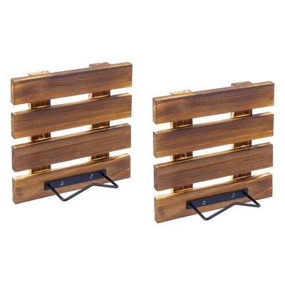 Custom size Rustic Burnt Solid Wood and Black Metal Wire Wall Mounted Plate Display Rack