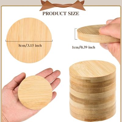 Customized Kitchen Square Round Tea Cup Pads Set Bamboo Wood Coasters with Printing
