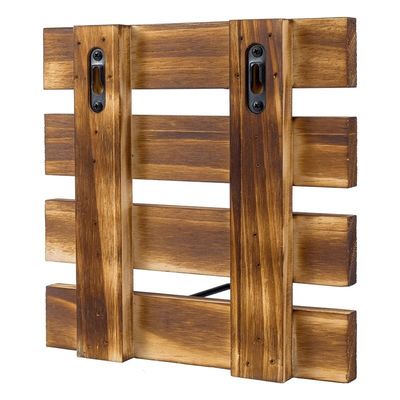 Custom size Rustic Burnt Solid Wood and Black Metal Wire Wall Mounted Plate Display Rack
