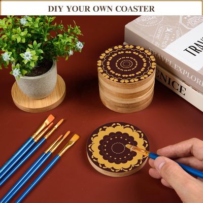 Customized Kitchen Square Round Tea Cup Pads Set Bamboo Wood Coasters with Printing