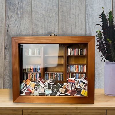 Wooden Mini Book Matchbox Display Bookshelf Cabinet Contemporary Design for Home Decor