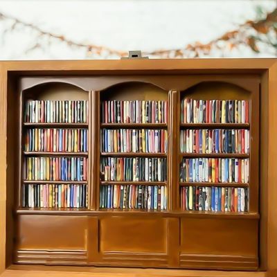 Wooden Mini Book Matchbox Display Bookshelf Cabinet Contemporary Design for Home Decor