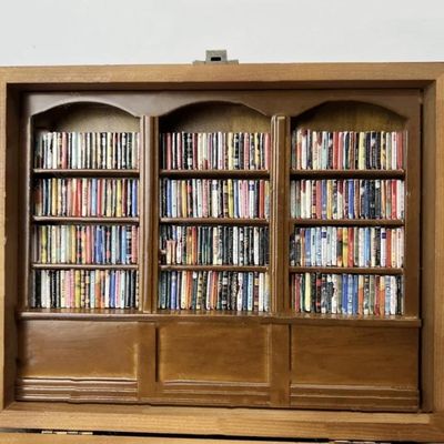 Wooden Mini Book Matchbox Display Bookshelf Cabinet Contemporary Design for Home Decor
