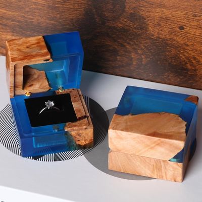 Single Slot Small Handmade Wooden Ring Box for Custom Order Elegant Vintage Jewelry Packaging
