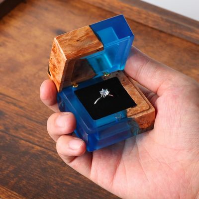 Single Slot Small Handmade Wooden Ring Box for Custom Order Elegant Vintage Jewelry Packaging