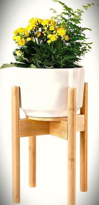 Adjustable Bamboo Wood Plant Stand Ideal for 8 10 and 12 Inches Pots and Flower Vases