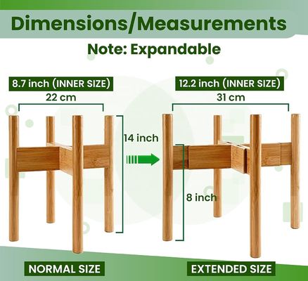 Adjustable Bamboo Wood Plant Stand Ideal for 8 10 and 12 Inches Pots and Flower Vases