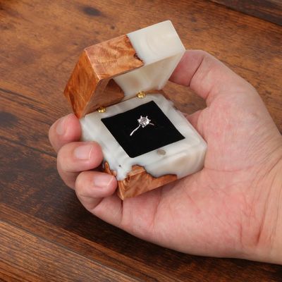 Elegant Single Slot Wooden Ring Box for Small Handmade Vintage Jewelry Packaging