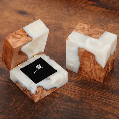 Elegant Single Slot Wooden Ring Box for Small Handmade Vintage Jewelry Packaging