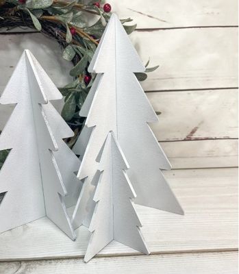 High Quantity Set of 3 Christmas Decor White Wood Trees for Winter Tiered Tree by OEM