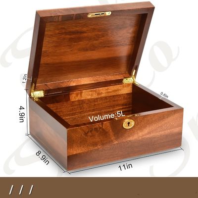 Hand-Crafted Solid Acacia Wooden Storage Box With Hinged Lid Ideal for Gift Packaging
