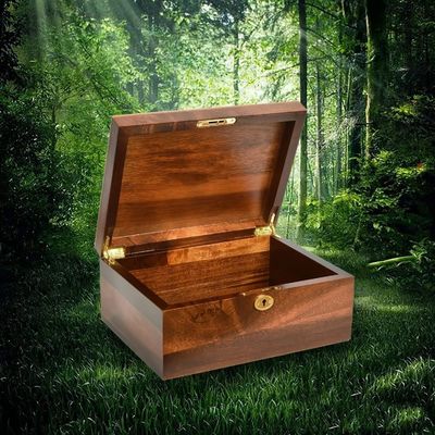 Hand-Crafted Solid Acacia Wooden Storage Box With Hinged Lid Ideal for Gift Packaging