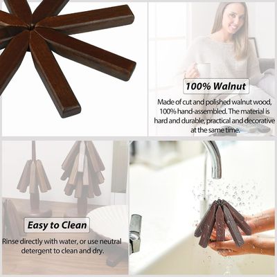 Customized Logo Acceptable Wooden Black Walnut Trivet Set for Hot Dishes and Pots
