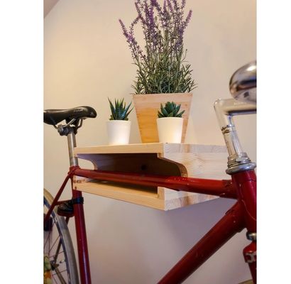 Wooden Bicycle Wall Mount Hanger with Customized Logo Bike Holder Stand and Shelf