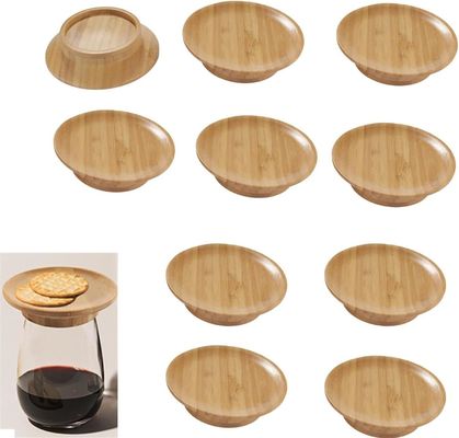 Make Your Party Stand Out Bamboo Wooden Wine Glass Topper for Wine Cup Bowl Coasters