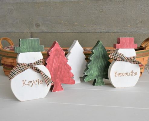Customized Logo AS YOUR REQUEST Rustic Wooden Christmas Tree Table Decor Primitive Tree