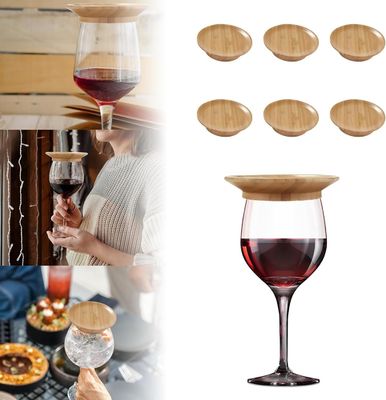 Make Your Party Stand Out Bamboo Wooden Wine Glass Topper for Wine Cup Bowl Coasters