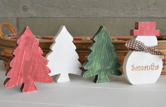 Customized Logo AS YOUR REQUEST Rustic Wooden Christmas Tree Table Decor Primitive Tree