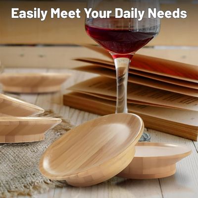 Make Your Party Stand Out Bamboo Wooden Wine Glass Topper for Wine Cup Bowl Coasters